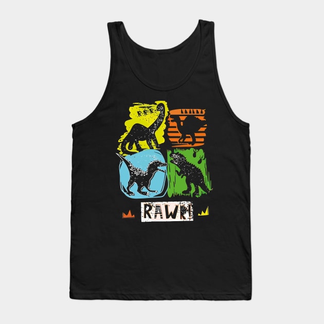 RAWR: Roaring Dino Spiri Tank Top by WorldDinosaurs